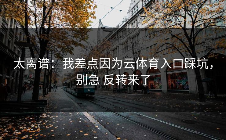 太离谱：我差点因为云体育入口踩坑，别急 反转来了