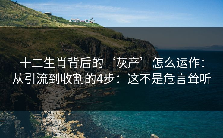十二生肖背后的‘灰产’怎么运作：从引流到收割的4步：这不是危言耸听