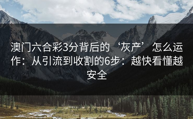 澳门六合彩3分背后的‘灰产’怎么运作：从引流到收割的6步：越快看懂越安全